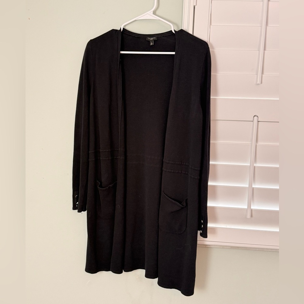 Talbots Petite Black Long Cardigan MP - Picture 2 of 12